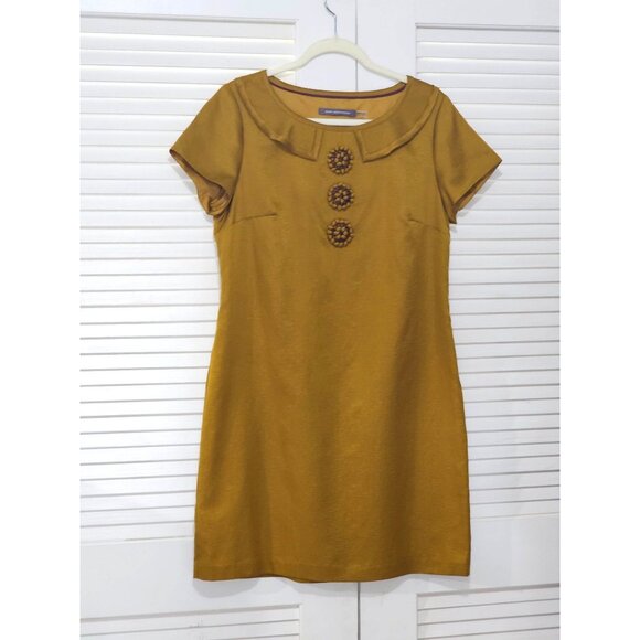 Boden Limited Edition Womens Silk Dress Peter Pan Collar Beaded Flowers Sz 10 86 - Picture 9 of 12